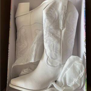 Jeffrey Campbell White Embroidered Cowboy Boots